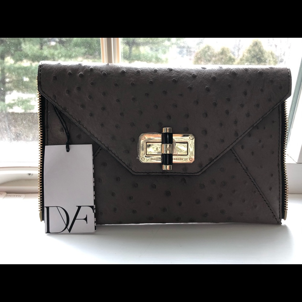 NWT DVF Ostrich Embossed Clutch - Never Been Used